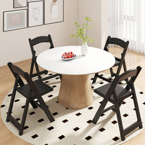 4 Pack Resin Folding Chairs with Padded Seat, Black