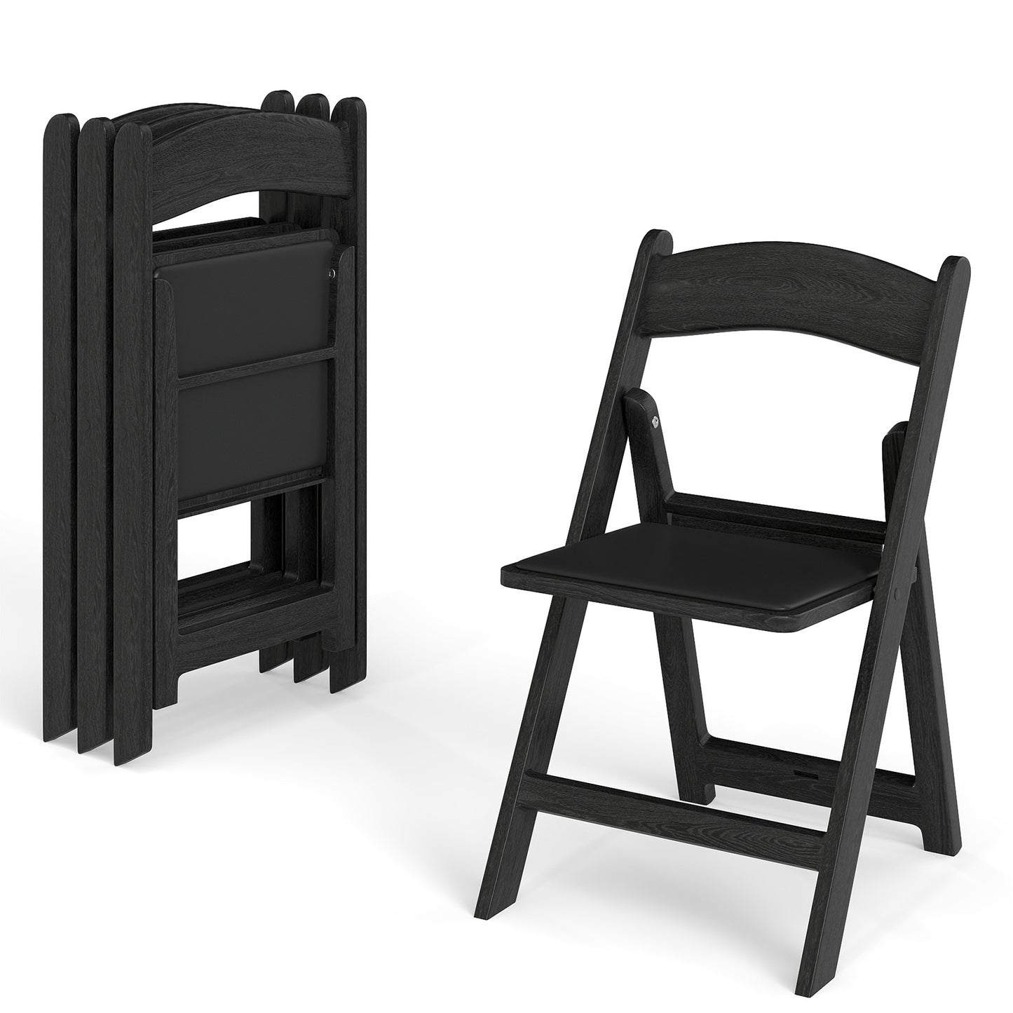 4 Pack Resin Folding Chairs with Padded Seat, Black Dining Chairs at Gallery Canada