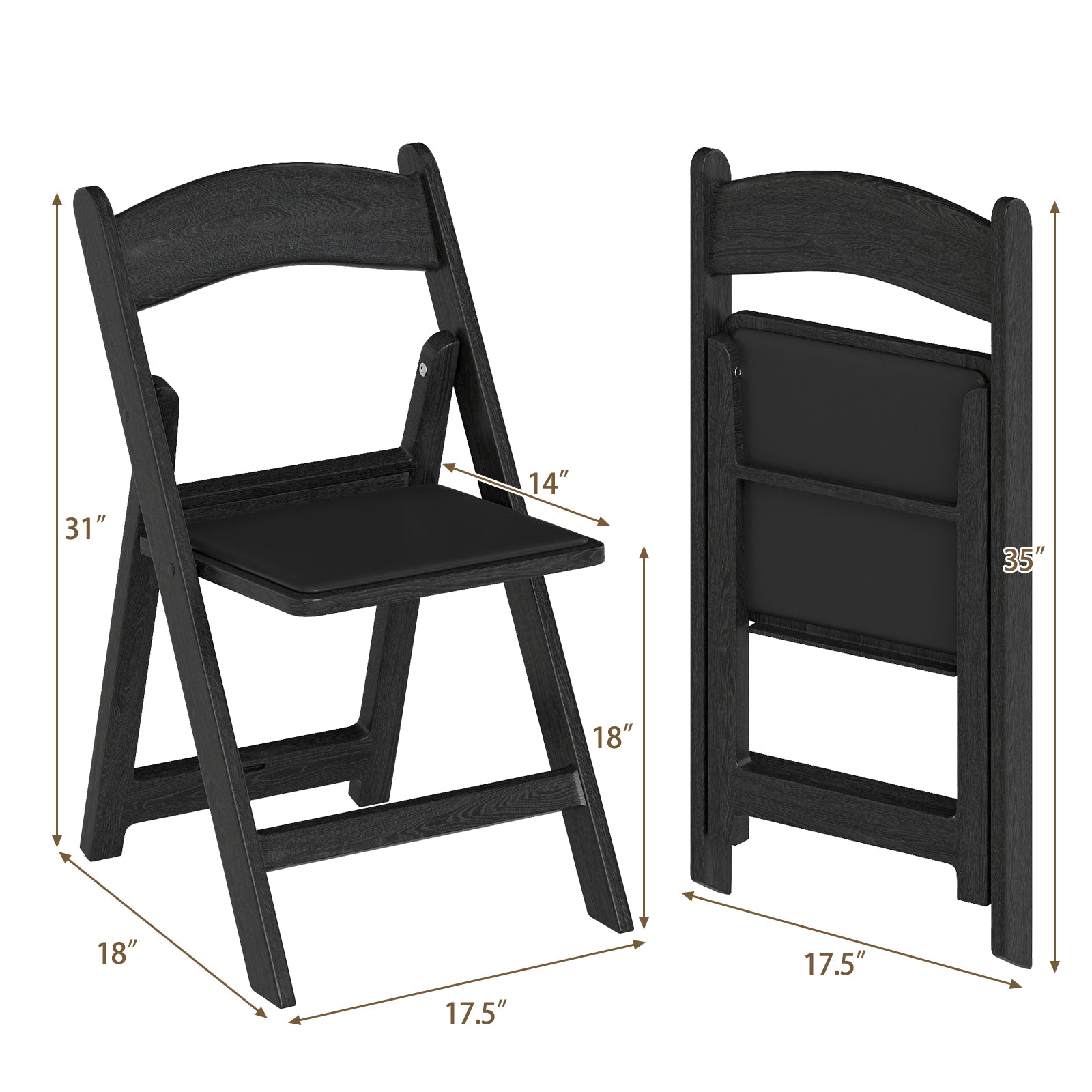 4 Pack Resin Folding Chairs with Padded Seat, Black Dining Chairs at Gallery Canada
