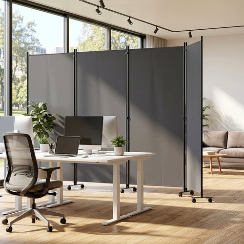 4 Panel Folding Privacy Screen With Wheels