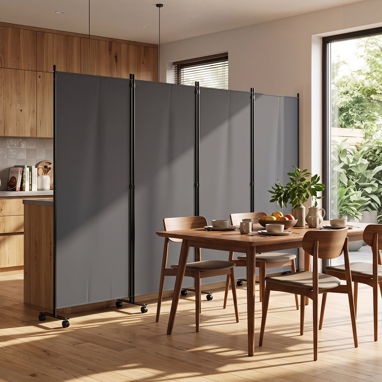 4 Panel Folding Privacy Screen With Wheels