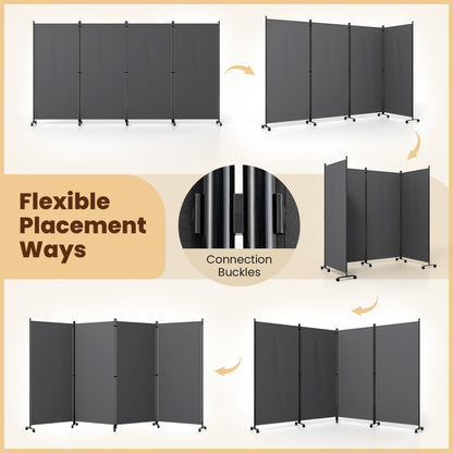 4 Panel Folding Privacy Screen With Wheels