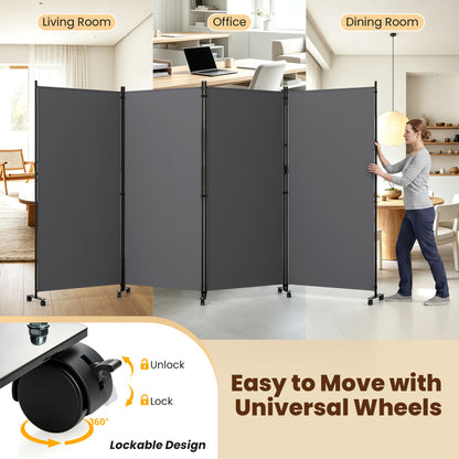 4 Panel Folding Privacy Screen With Wheels
