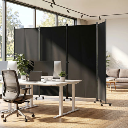 4 Panel Folding Privacy Screen Divider, Black