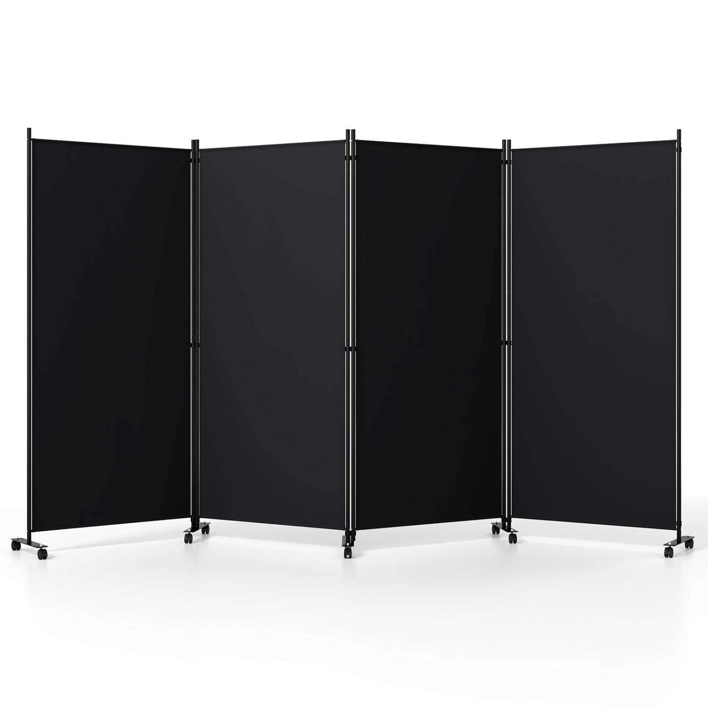 4 Panel Folding Privacy Screen Divider, Black