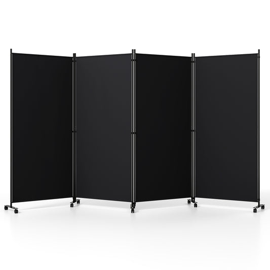 4 Panel Folding Privacy Screen Divider, Black Room Dividers Black at Gallery Canada