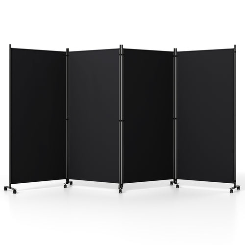 4 Panel Folding Privacy Screen Divider, Black