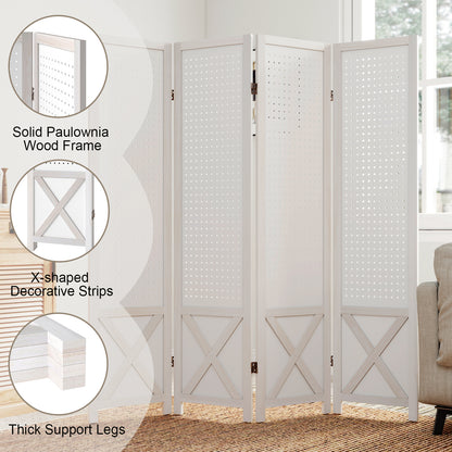 4-Panel Pegboard Room Divider, 67 Inches Tall, Foldable Privacy Screen Room Dividers at Gallery Canada