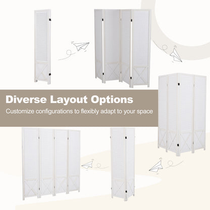 4-Panel Pegboard Room Divider, 67 Inches Tall, Foldable Privacy Screen Room Dividers at Gallery Canada