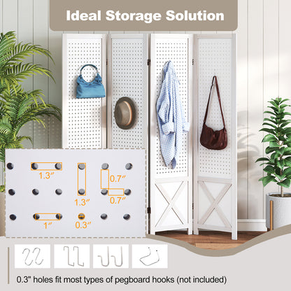 4-Panel Pegboard Room Divider, 67 Inches Tall, Foldable Privacy Screen Room Dividers at Gallery Canada