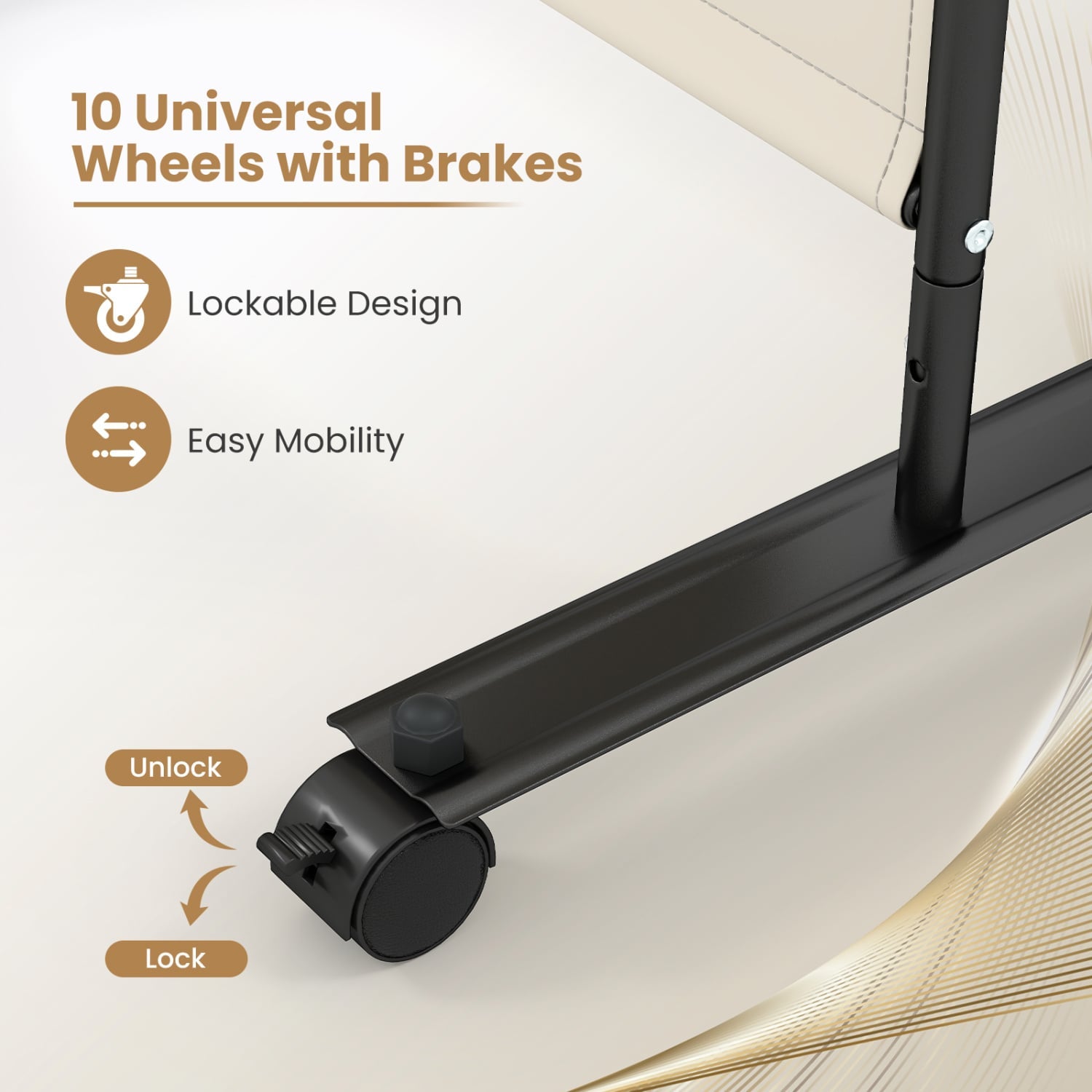 4-Panel Room Divider with Lockable Wheels for Living Room, Beige Room Dividers at Gallery Canada