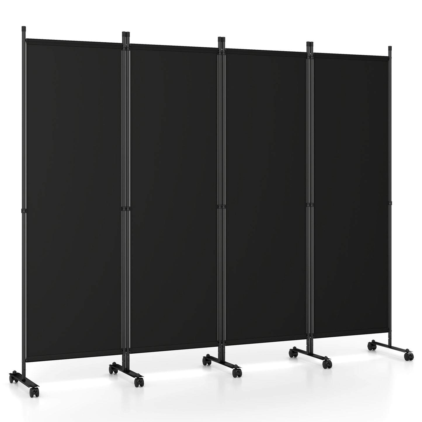 4-Panel Room Divider with Lockable Wheels for Living Room, Black Room Dividers at Gallery Canada