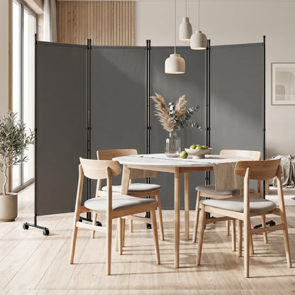 4-Panel Room Divider with Lockable Wheels for Living Room, Gray Room Dividers at Gallery Canada