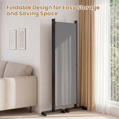 4-Panel Room Divider with Lockable Wheels for Living Room, Gray Room Dividers at Gallery Canada