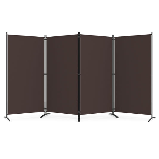 4 Panel Room Divider 6 FT Tall Folding Privacy Screen, Brown Room Dividers Brown at Gallery Canada