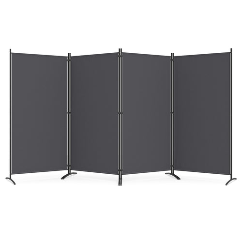 4 Panel Room Divider, 6 FT Tall Folding Privacy Screen, Gray