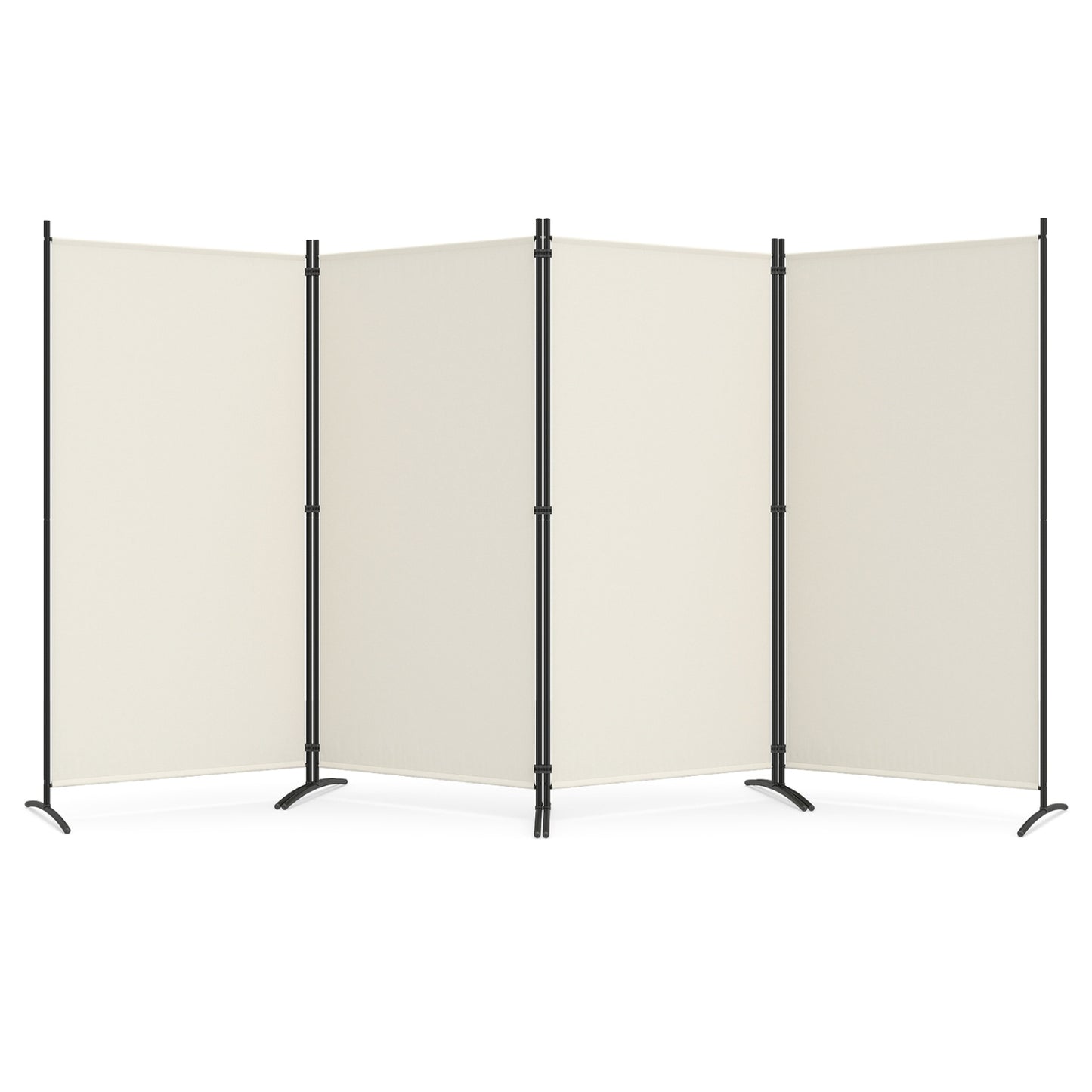Séparateur de pièce à 4 panneaux, paravent pliant de 6 pieds de haut pour l'intimité, blanc