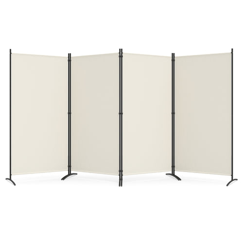 4 Panel Room Divider 6 FT Tall Folding Privacy Screen, White