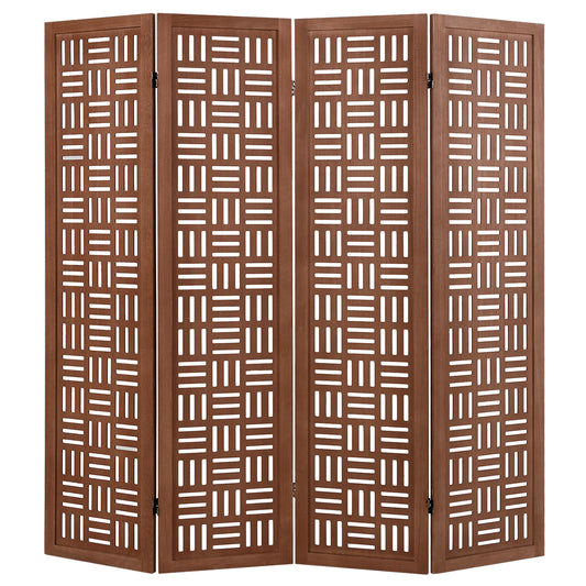 4-Panel Solid Wood Room Divider, Walnut Room Dividers Walnut at Gallery Canada