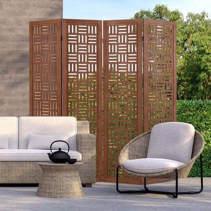 4-Panel Solid Wood Room Divider Folding Partition Stand, Walnut Room Dividers at Gallery Canada