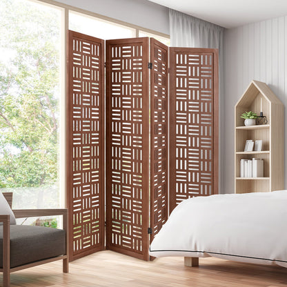 4-Panel Solid Wood Room Divider Folding Partition Stand, Walnut Room Dividers at Gallery Canada