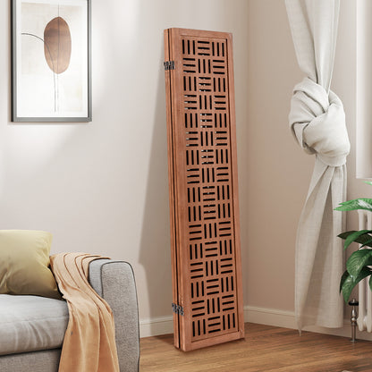 4-Panel Solid Wood Room Divider Folding Partition Stand, Walnut Room Dividers at Gallery Canada