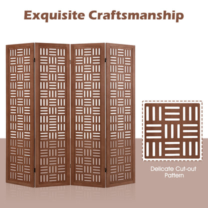 4-Panel Solid Wood Room Divider Folding Partition Stand, Walnut Room Dividers at Gallery Canada