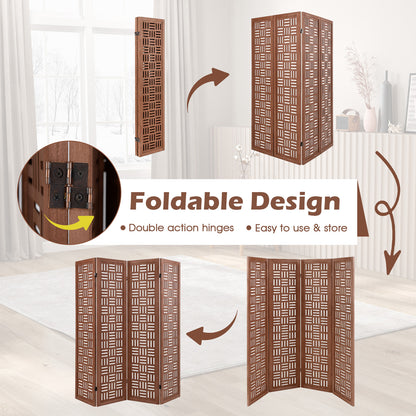 4-Panel Solid Wood Room Divider Folding Partition Stand, Walnut Room Dividers at Gallery Canada