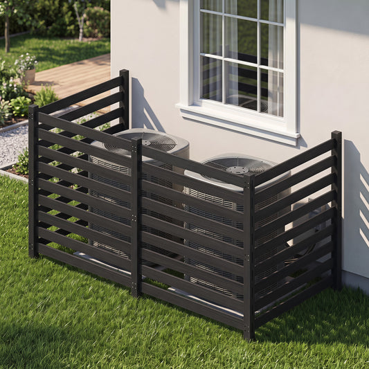 4-Panel Wooden Outdoor Privacy Fence, Black Outdoor Privacy Screens Black at Gallery Canada