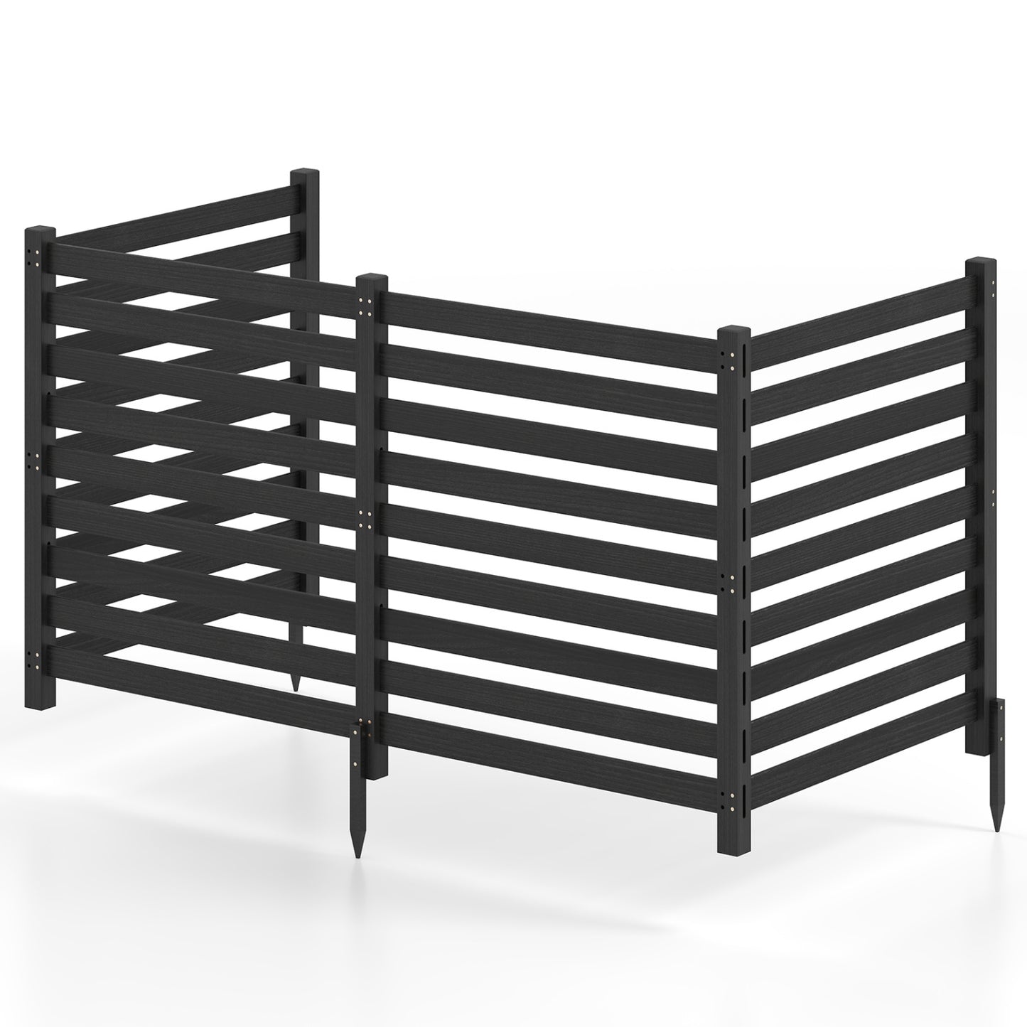 Clôture d'intimité extérieure en bois à 4 panneaux, noire