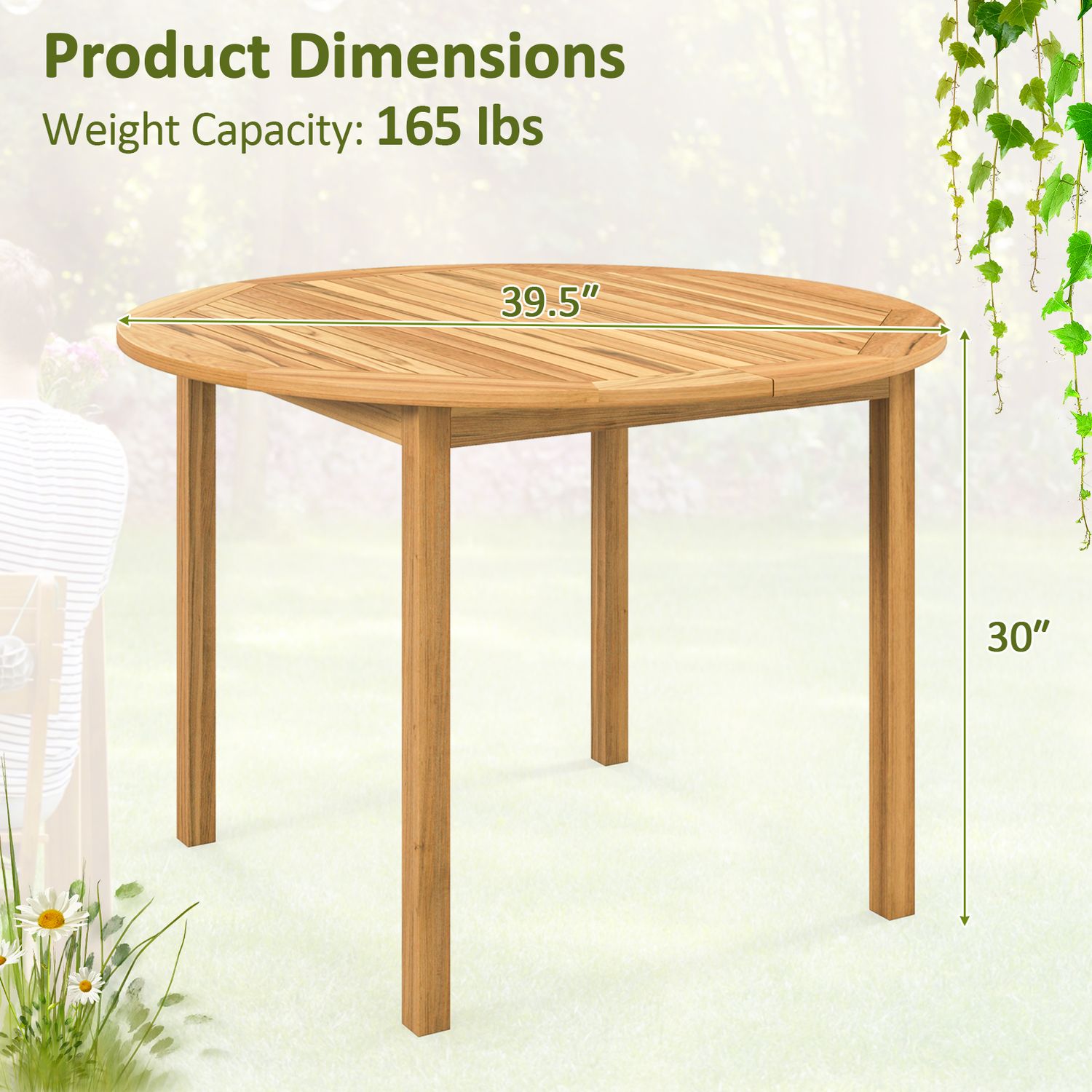 4-Person Round Outdoor Dining Table, Natural Patio Dining Tables at Gallery Canada