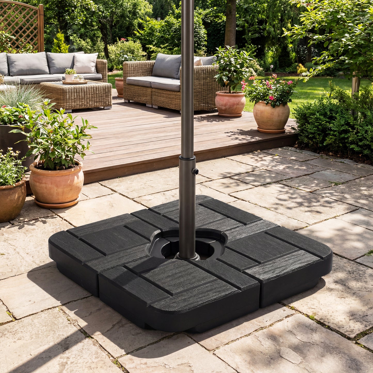 4-Piece 188 LBS Cantilever Offset Patio Umbrella Base, Black Outdoor Umbrella Bases at Gallery Canada