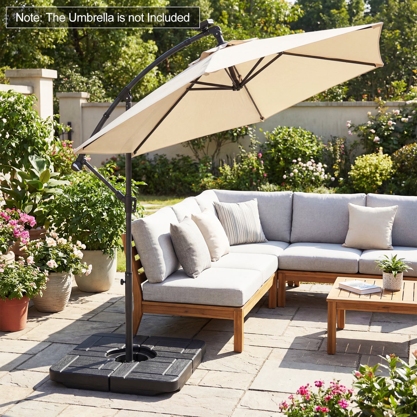 4-Piece 188 LBS Cantilever Offset Patio Umbrella Base, Black Outdoor Umbrella Bases at Gallery Canada