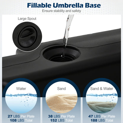 4-Piece 188 LBS Cantilever Offset Patio Umbrella Base, Black Outdoor Umbrella Bases at Gallery Canada