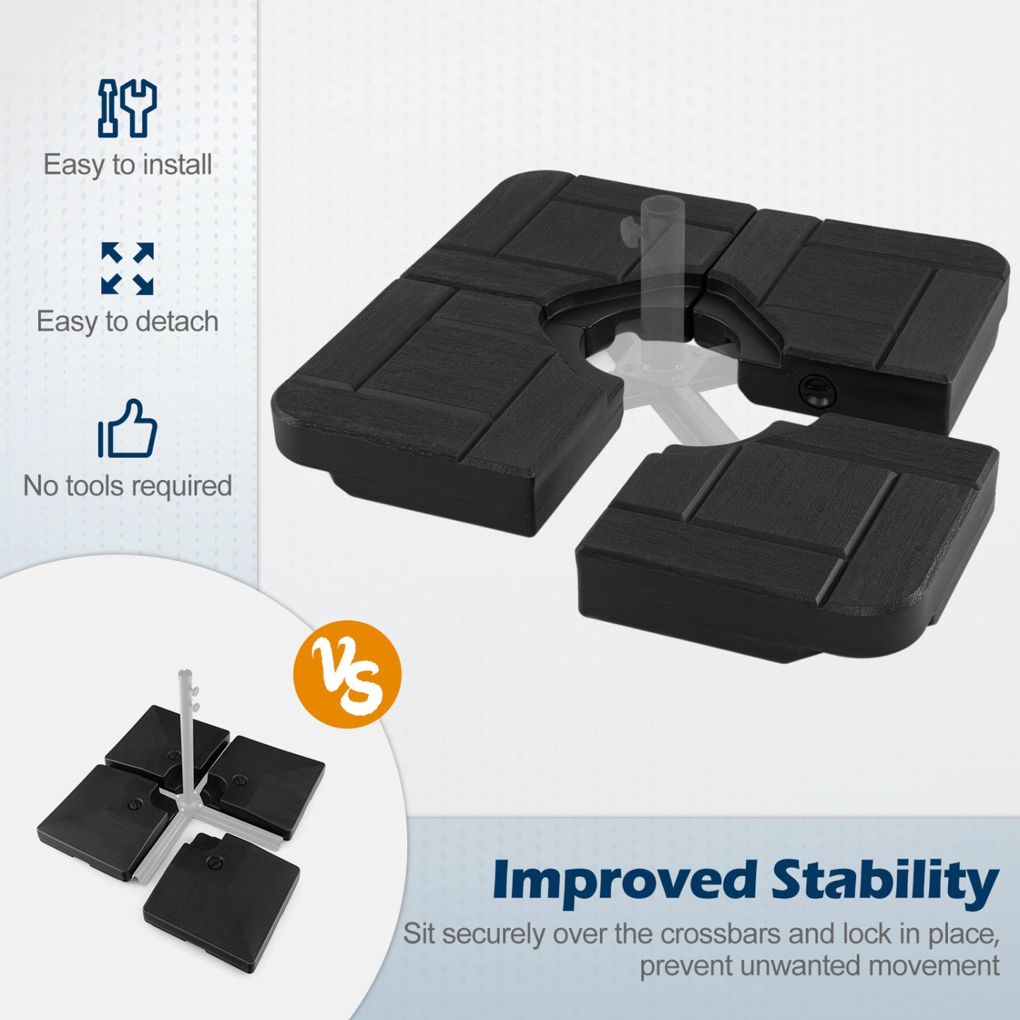 4-Piece 188 LBS Cantilever Offset Patio Umbrella Base, Black Outdoor Umbrella Bases at Gallery Canada