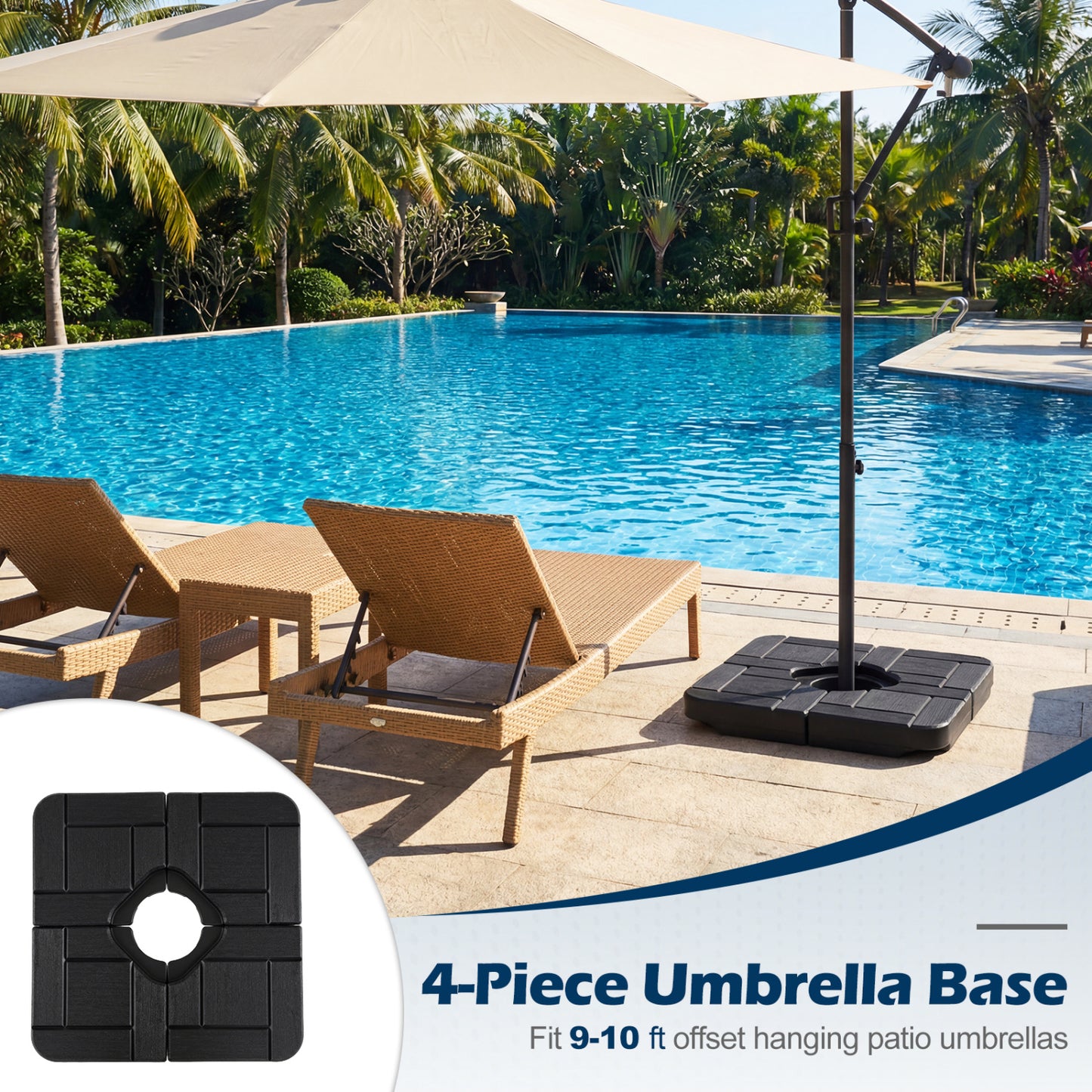 4-Piece 188 LBS Cantilever Offset Patio Umbrella Base, Black Outdoor Umbrella Bases at Gallery Canada