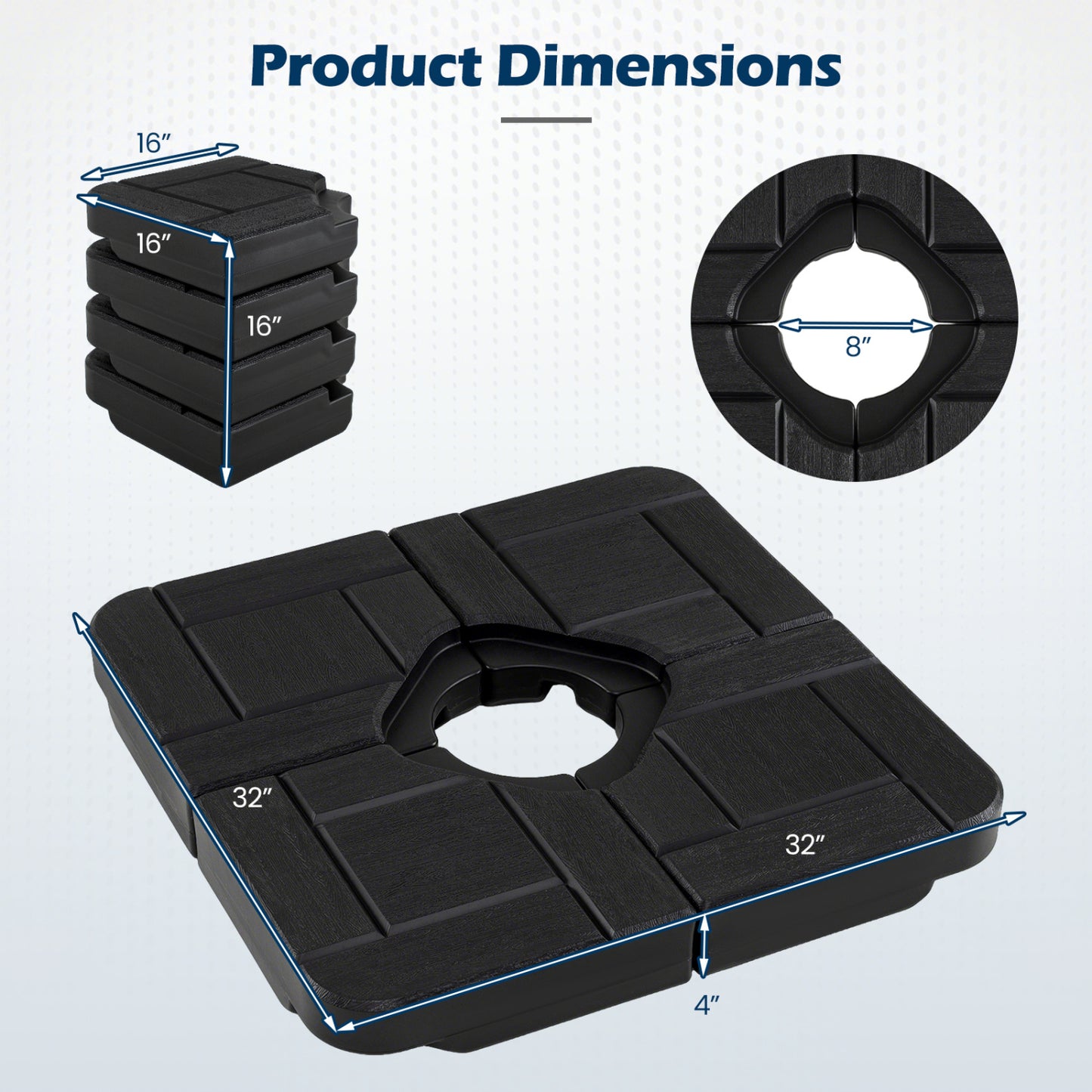 4-Piece 188 LBS Cantilever Offset Patio Umbrella Base, Black Outdoor Umbrella Bases at Gallery Canada