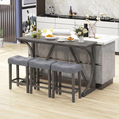 4-Piece Bar Table Set With Power Outlet, Black