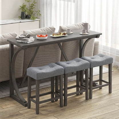 4-Piece Bar Table Set With Power Outlet, Black