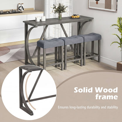 4-Piece Bar Table Set With Power Outlet, Black