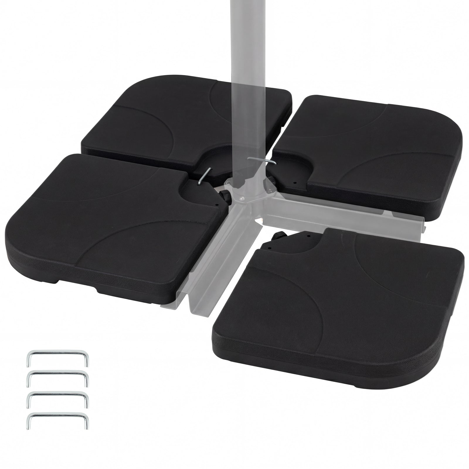 4-Piece Cantilever Offset Base 164 LBS Heavy-Duty Square with U-Locking Pins, Black Outdoor Umbrella Bases at Gallery Canada