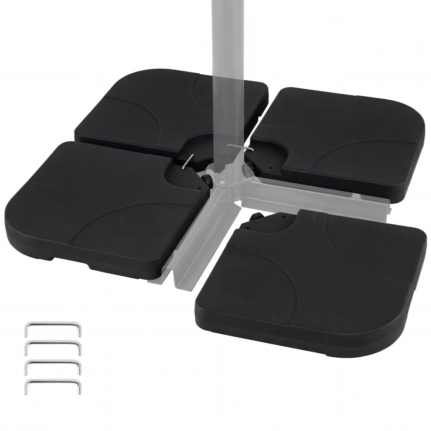 4-Piece Cantilever Offset Base 164 LBS Heavy-Duty Square with U-Locking Pins, Black Outdoor Umbrella Bases at Gallery Canada