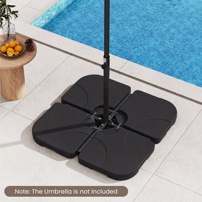 4-Piece Cantilever Offset Base 164 LBS Heavy-Duty Square with U-Locking Pins, Black Outdoor Umbrella Bases at Gallery Canada
