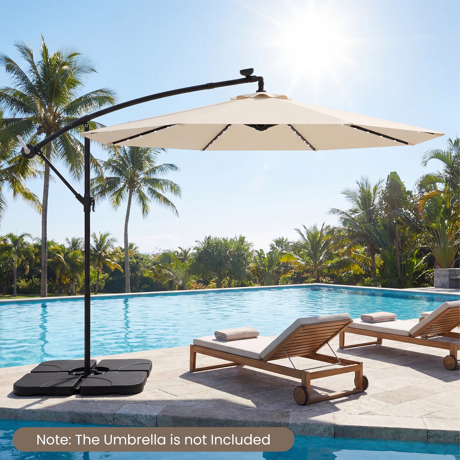 4-Piece Cantilever Offset Base 164 LBS Heavy-Duty Square with U-Locking Pins, Black Outdoor Umbrella Bases at Gallery Canada