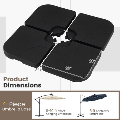 4-Piece Cantilever Offset Base 164 LBS Heavy-Duty Square with U-Locking Pins, Black Outdoor Umbrella Bases at Gallery Canada