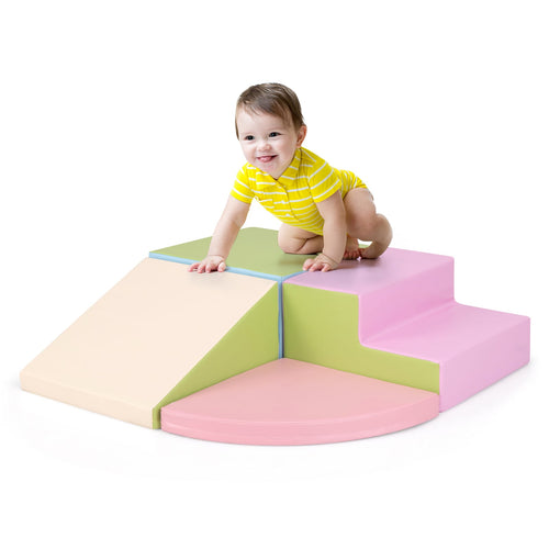 4-Piece Climb And Crawl Foam Block Play Set, Pink