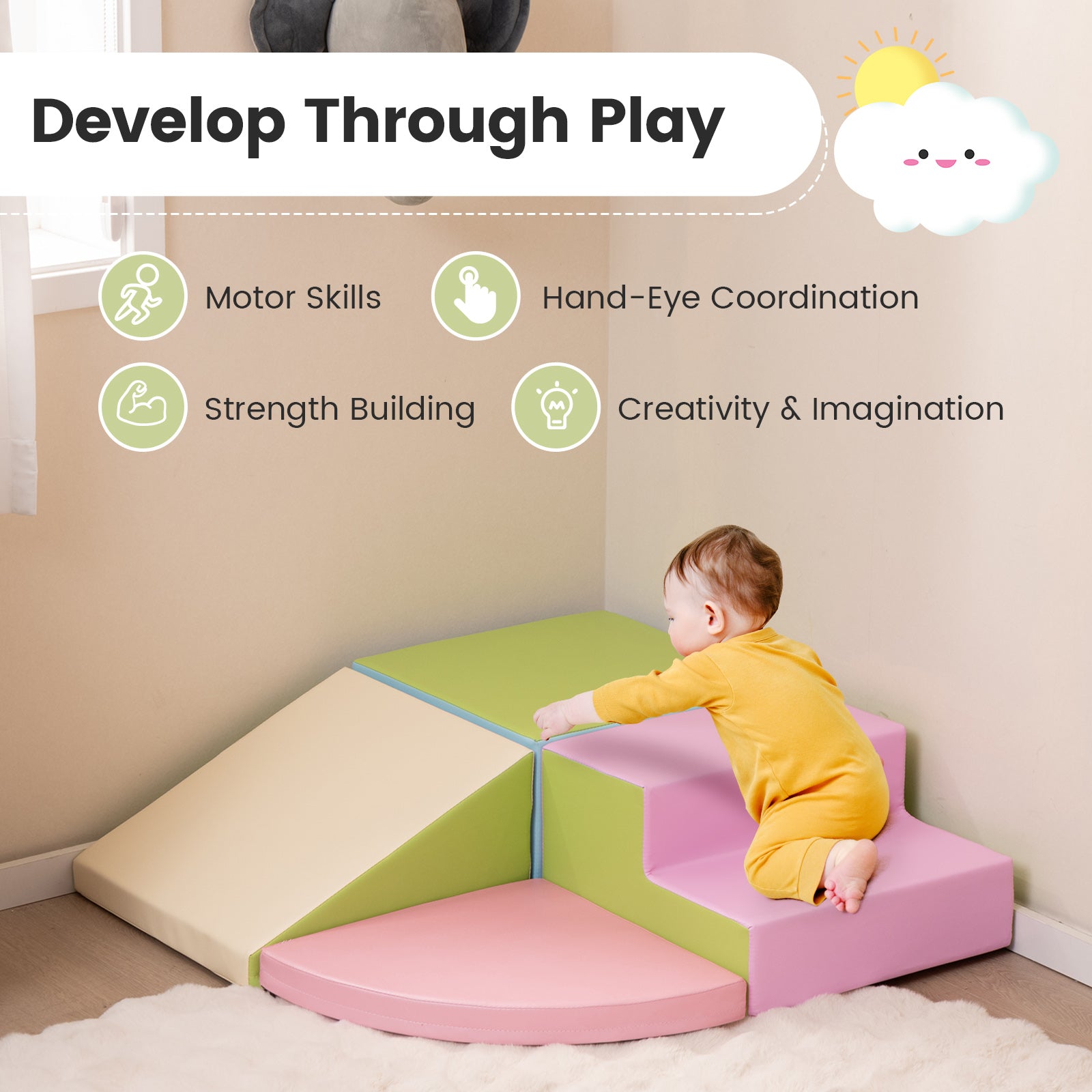 4-Piece Climb And Crawl Foam Block Play Set, Pink Baby Gyms & Playmats at Gallery Canada