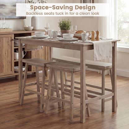 4-Piece Counter Height Dining Table Set, Solid Rubber Wood, Light Gray Dining Room Sets at Gallery Canada