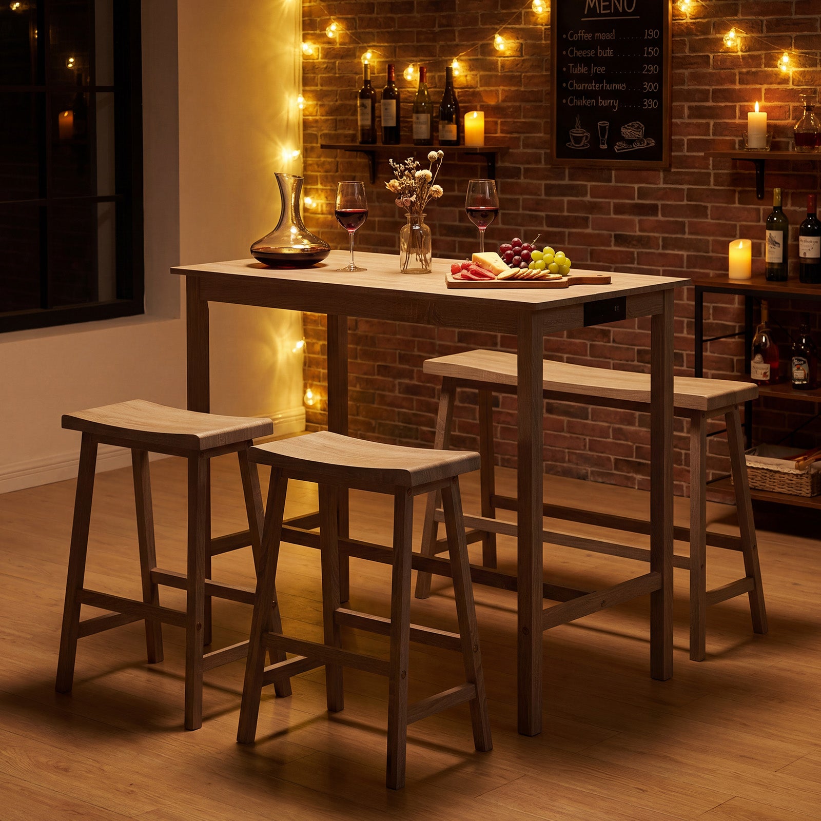 4-Piece Counter Height Dining Table Set, Solid Rubber Wood, Light Gray Dining Room Sets at Gallery Canada