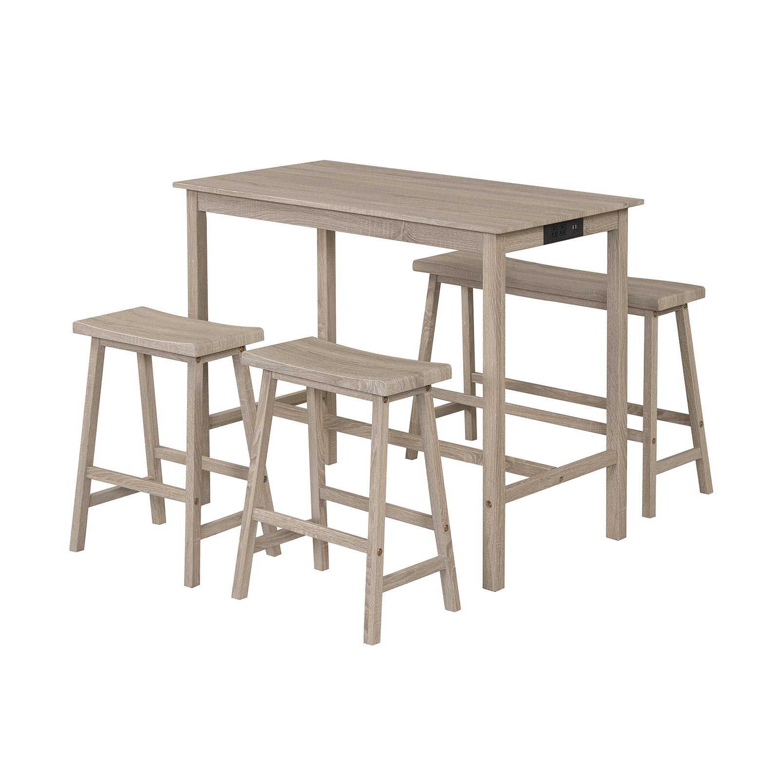 4-Piece Counter Height Dining Table Set, Solid Rubber Wood, Light Gray Dining Room Sets Light Gray at Gallery Canada